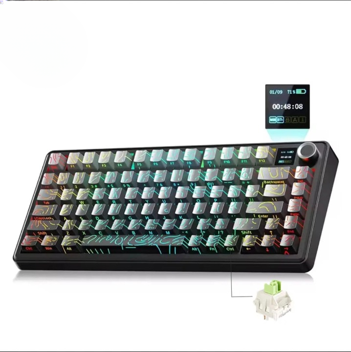 Techwu F75 MAX tri-mode wireless keyboard with RGB backlight and compact mechanical keys