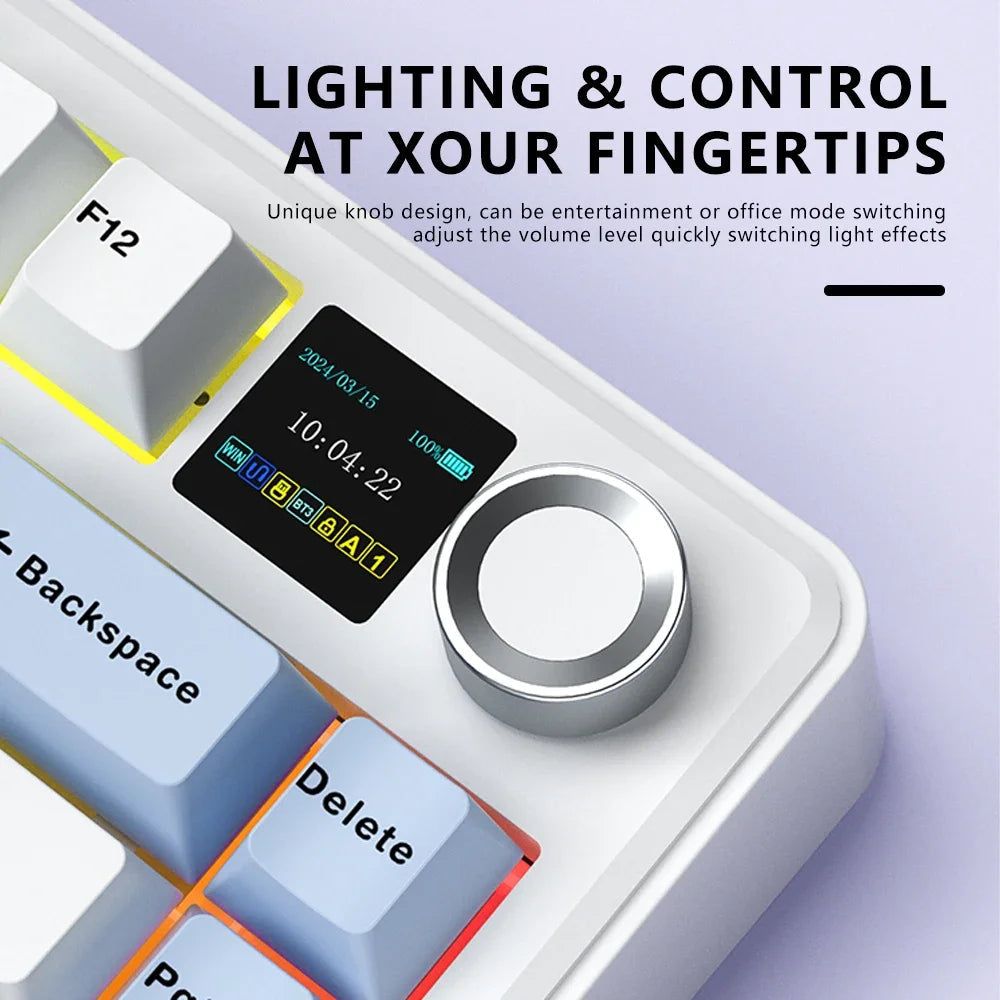 Techwu F75 MAX tri-mode wireless keyboard with lighting control knob and digital display